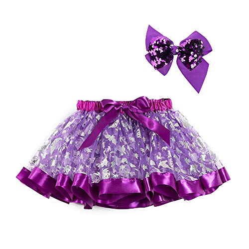 Honeystore Girl's Glitter Tutu Skirt, Halloween Dance Toddlers Ballet Skirts SX-RT099-Purple S