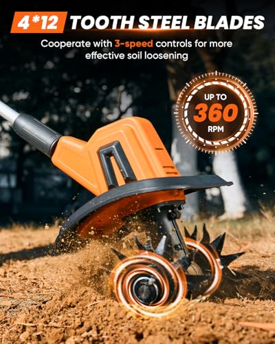 Saker 22V Cordless Garden Tiller for Gardening with Adjustable Speed - image 2