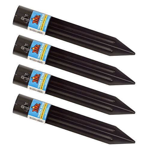 TIKI Metal Torch Stakes 4-Pack Durable & Weather-Resistant Torch Holders for Bamboo & Metal Poles Easy-to-Install Outdoor Torch Accessories for Patio Lawn & Garden 10.75-Inch Black