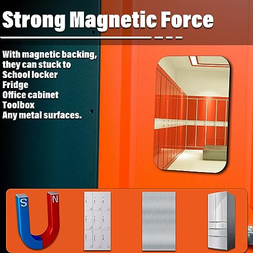 Magnetic Locker Mirror | Frameless Glass with Strong Magnetic Backing, Rounded Corners & Smooth Polished Edges | HD True Reflection for Dorm, Gym, Office, Fridge, Toolbox (6 * 7.1 Inch) - Image 5