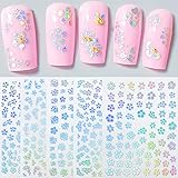 Aurora Nail Decal Stickers for Nail Design Nail Art Decoration Holographic Laser Color Luxury Flower