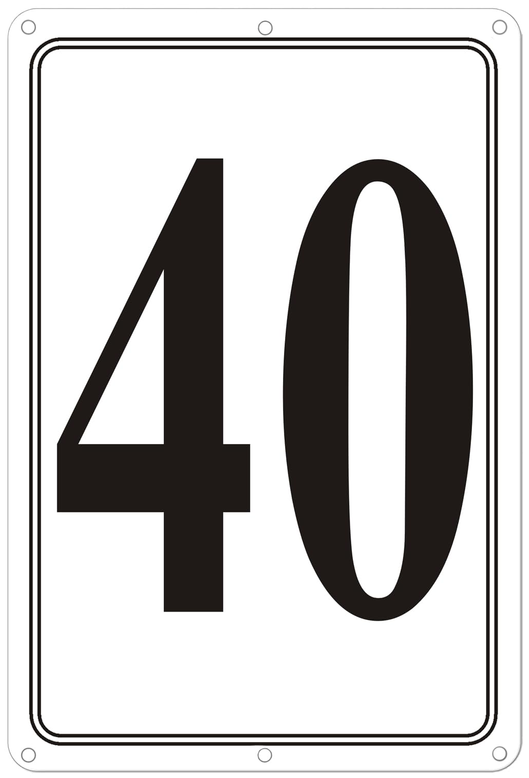 Premium Aluminum Number Signs 40, Metal 12" X 8" Numbered Signs Outdoor for Parking Lots, Floor, Dock, Court, Aisle, Field, High Visibility, No Fade, Weather-resistant