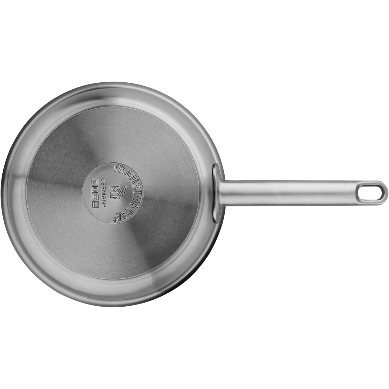 WMF Ultimate Sartén de acero inoxidable de 24 cm, sin revestimiento, fondo plano, inducción, acero inoxidable Cromargan pulido, apta para horno, apto para lavavajillas