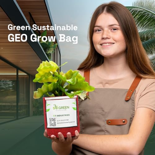 Image of Geo Fabric Grow Bags for Plants 4X4 Inch (Pack of 1) | 400 GSM Heavy Duty UV-Protected Round Maroon Colour Plant Bags for Terrace and Vegetable Gardening | Strong & Reusable|