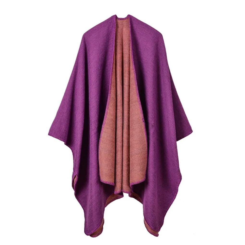 Dninmim Manteau classique en tricot solide pour femme - Automne et hiver - Chaud - Ponchos cardigan