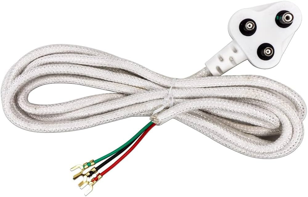 Zone Marketing Iron Box Wire, Iron Press Cord Power Copper Wire Cable 180V to 240V AC 6A 3 pin Plug White Color Power Supply AC Extension Electric-image-19