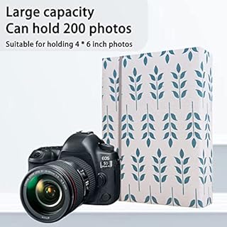 Album photo de 10 x 15 cm, 200 photos avec couverture en lin, livre photo pour famille, anniversaire de mariage, vacances de bébé (200 photos (10 x 15 cm), feuilles dorées)