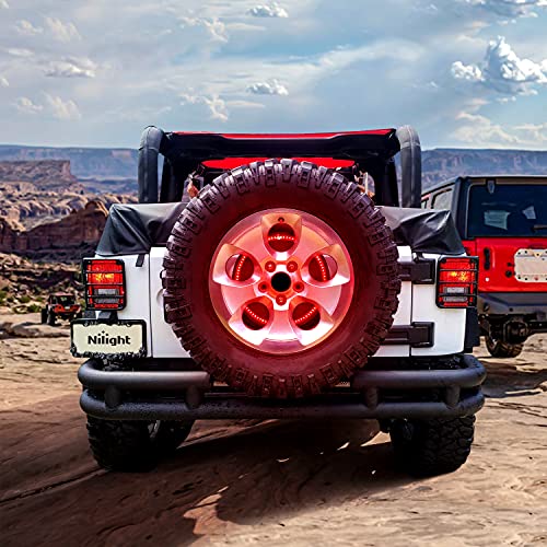 Nilight Spare Tire Brake Light Wheel Light 3rd Third Brake Light Rear lights for Wrangler 2007-2018 JK JKU YJ TJ Red Light, 2 Years Warranty