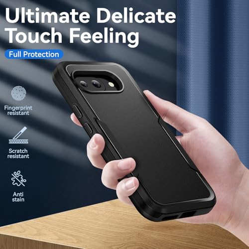 for Pixel 9a Case with Screen Protection: Heavy Duty Protective Shockproof and Scratch Proof Cell Phone case for Google Pixel 9a-Black - image 5