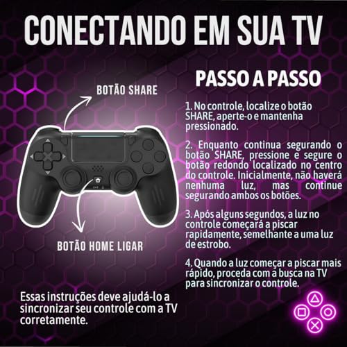 Controle Sem Fio Compatível Com PS4/Slim/Pro/PC - Controle Para PC e Smart TV, Compatível Samsung, L