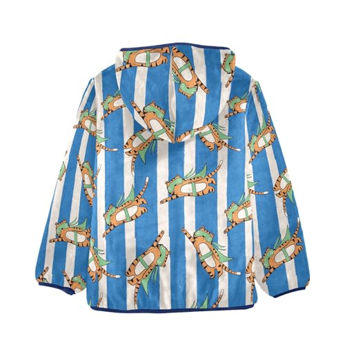 Cute Tiger Little Hero Animals Girls Fleece Jacket Girls Fall Jacket Girls Zip Up Hoodie Girls Sherpa Jacket 2-10T2