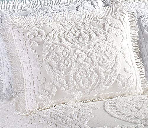 Image of Beatrice Home Fashions Medallion Standard Cotton Chenille Sham, White