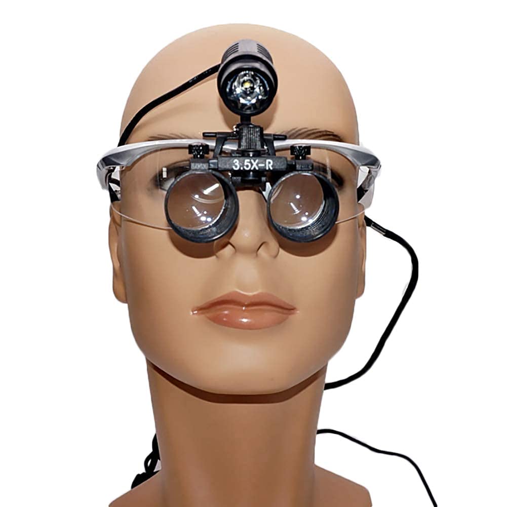 HTTGDGDH Magnifying Glass Loupes, Loupes 3W Headband Binocular Magnifier Enlarger Al Magnifying Glass, 2.5X,3.5X