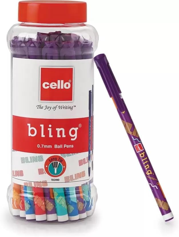 Cello Bling Techno Ball pens Jar of 25 Units Ball pens Blue Ball
