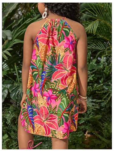 Girl's Floral Halter Dress Sleeveless Summer Beach Sundress Casual Cami Dresses2
