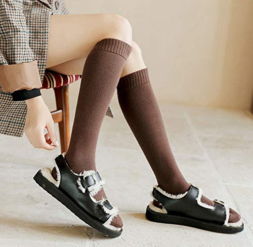 Girl's Autumn Winter Cable Knee High Leggings Long Boot Socks Pack Black White2