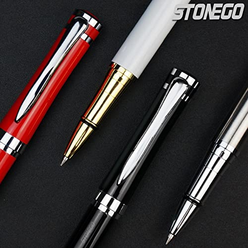Stonego Metal Signature Rollerball Pen Smooth Gel Ink Ballpoint Pen Office Luxury Retractable Roller Ball Pens Fine Point (0.5Mm) Elegant Pen Signature Executive Business For Men Women (Silver) #TOP4