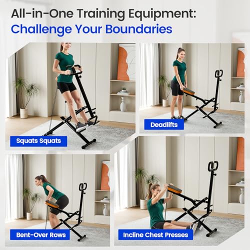 Image of Deep Squat Machine Trainer, Rowing Machine for Home, Easy Setup & Foldable Exercise Equipment with Adjustable Resistance, Glute Trainer Machine, Abs & Leg Home Workout Machine