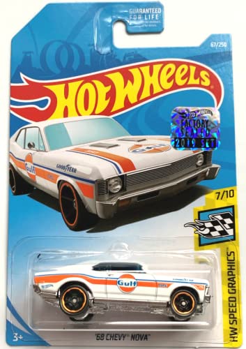 DieCast Hot Wheels '68 Chevy Nova (White) - HW Speed Graphics 7/10 (2019 Factory Sealed)