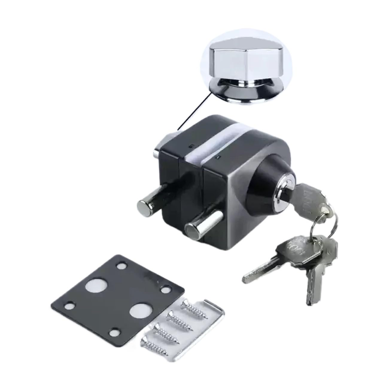 Sxolcoufoh E Stainless Steel Glass Door Lock Bolt Locks Door Lock Hardwar Accessories With Key 1Pcs(E)
