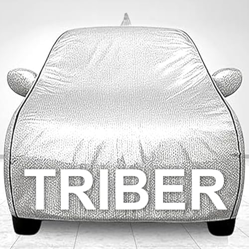 Image of Waterproof Car Body Cover for Renault Triber - Dust & UV Proof with Mirror Pocket and Soft Cotton Lining (Bottom Elastic & Triple Stitched) - Military Camouflage Design Silver