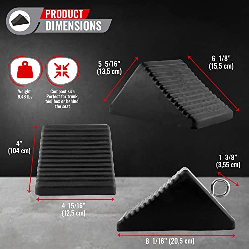 Image of AFA Tooling Nylon Reinforced Set of 2 Heavyweight Wheel Chocks with Eyebolts