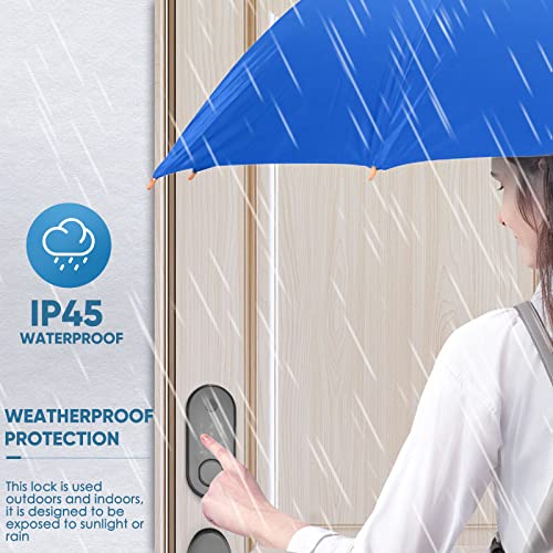 5 In 1 Fingerprint Smart Front Door Lock Set, Keyless Entry, With Handle, Touchscreen Keypad Deadbolt, Works With App, Auto-Lock, Code, Easy Installation #TOP7