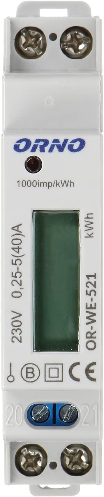 Orno WE-521 LCD Digital AC Meter 1 Phase Display Power Consumption with MID Certificate and Pulse Output (with Backlight)