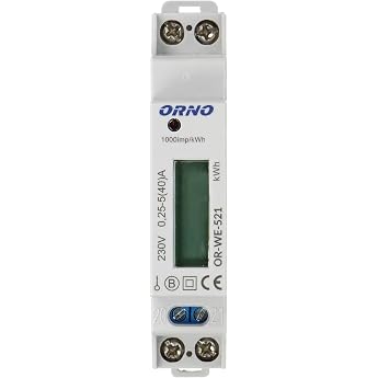Orno WE-521 LCD Digital AC Meter 1-Phase Display of Power Consumption with MID Certificate and Pulse Output White