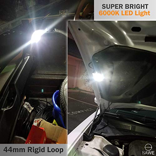 Sawe - 44Mm Cob Festoon Led Bulbs For Car Side Door Courtesy Rigid Loop 1.73" Led Light Bulbs 561 562 567 (2 Pieces) (White) #TOP4