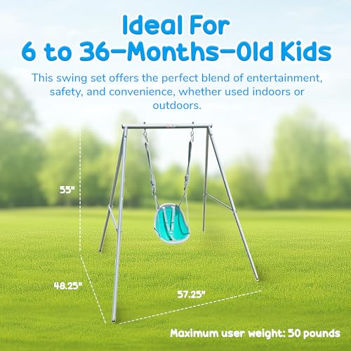 Image of XDP Recreation Sweeng Child Swing with Frame, Portable Backyard Play Set, Aqua