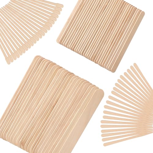 500 Pcs Assorted Waxing Sticks,4 Shapes and Sizes of Wooden Applicator Sticks for Body Legs Face Hair Removal or DIY Craft Projects