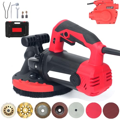 Concrete Grinder 2200W Powerful Surface Sander with Dust Shroud for Seamless Sanding of Floors and Concrete, Granite, Marble - Angle Grinder Kit