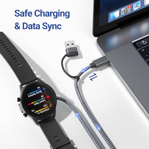 Image of Itramax 2-in-1 Type-C Charging Cable for Garmin Watch 4FT 2-Pack,Charger Cord for Fenix 8 E 7 7X 7S Sapphire Solar 6 6X 6S 5X 5S 5 Plus,Forerunner 970 965 955 265 255 170 Music 165 45,Instinct 3 2 2S