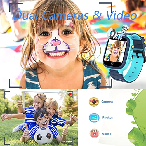Happinno Kids Smart Watch Boys Girls,Built-In Video Player Video Recorder Dual Cameras Mp3 Music Player 14 Games Flashlight Pedometer Alarm Clock Timer Stopwatch For Age 3-10 Children Gift #TOP1