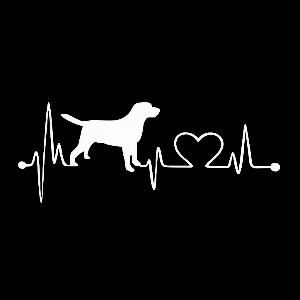 Lzbbd White Xuniu Car Stickers, Labrador Retriever Heartbeat Love Decal Car Styling Decoration Accessories