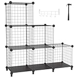 【Amazon.co.jp 限定】 チチロバ(Titiroba) (TITIROBA) 収納棚 整理棚 本棚 ワイヤー 収納ラック 大容量 おもちゃ/ぬいぐるみ/靴収納 見せる収納 簡単組立 ワードローブ ブラック 6ボックス