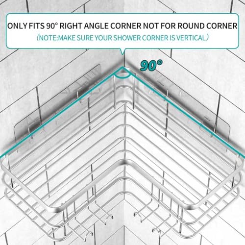 Yazoni Organizador de Ducha de Esquina, Paquete de 2, Organizador de Ducha sin taladrar, Estante esquinero para bañera de baño, Estante de Esquina de Acero Inoxidable para baño y Cocina (Plateado) - imagen 5