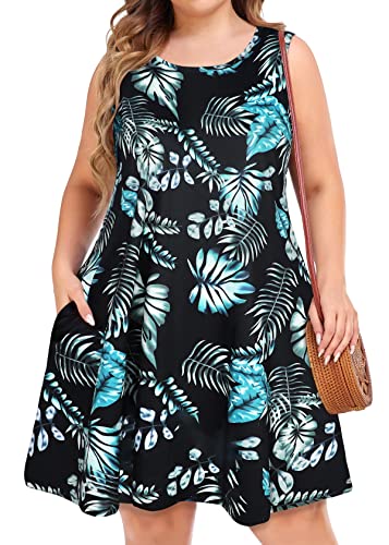 Image of elescat Plus Size Summer Dresses for Women Sleeveless Pockets Beach Tshirt Tank Sundress 2026