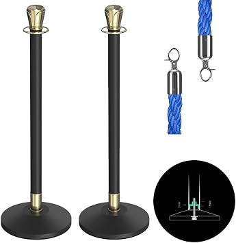 Barriers Stanchion 3-Layer Ion Plating Stanchion Posts Gold Concert Maintain Crowd Order Security Queue Barriers Belt, 32 Colors Goldc-100x32cm