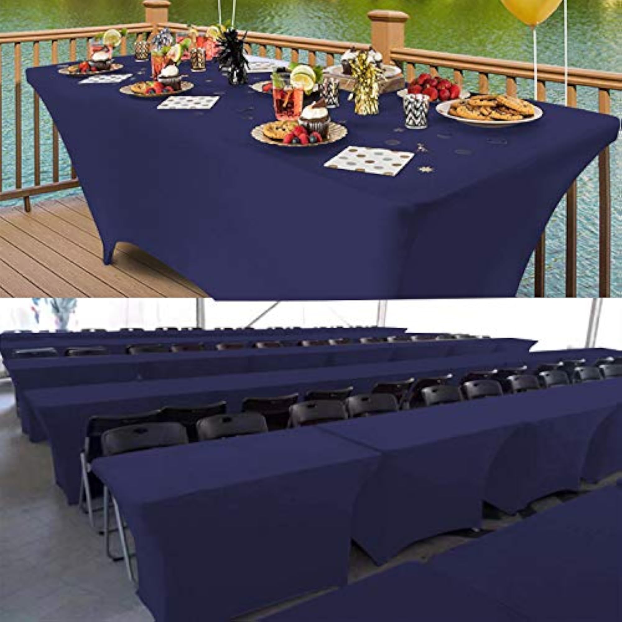 1 Pack 6FT Rectangular Spandex Table Cover for Outdoor Party