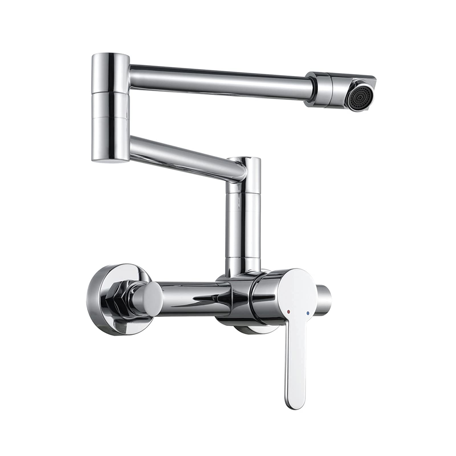 MXXQRHF 360° Rotating Brass Kitchen Faucet - Chrome Plated Mixer Tap for Hot & Cold Water, ng Design, Two-Hole in-Wall Installation, Perfect for Kitchen Sink