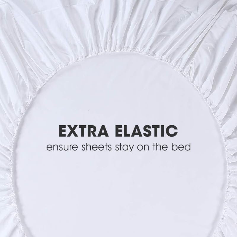 Miniatura 2 de Juego de sábanas de 4 piezas tamaño Queen de algodón peinado suave de 400 hilos que se adapta a bolsillos de hasta 10 a 12 pulgadas de profundidad