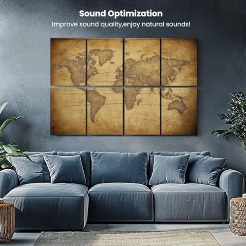 Paneles acústicos decorativos estilo retro mapa mundial, paquete de 8, reducción de ruido para oficina 48x32 pulgadas miniatura 5