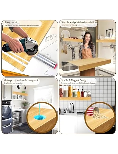 Wood-Look Faux Wire Rack Cover for Pantry & Kitchen - Custom Size Wire Shelf Toppers (43x10 in) - Decorative Shelving Covers for Closet nization