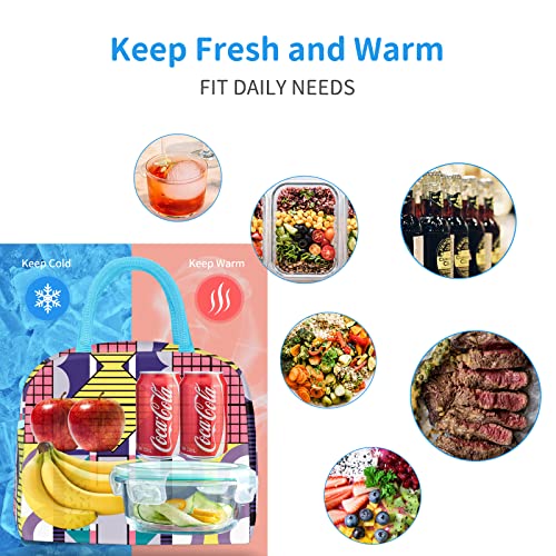 Dalinda Lunch Bag Lunch Box For Women Men Reusable Insulated Lunch Tote Bag,Leakproof Thermal Cooler Sack Food Handbags Case High Capacity For Travel Work Picnic Beach- Geometric #TOP5