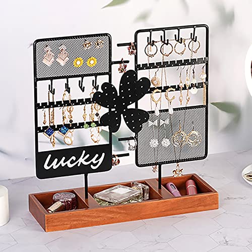 NLDGR Schmuck-Organizer-Ständer, Ohrringhalter, Organizer mit Holzsockel, Schmuckhalter, Organizer, Ständer für Halsketten, Ohrringe, Ringe Cover