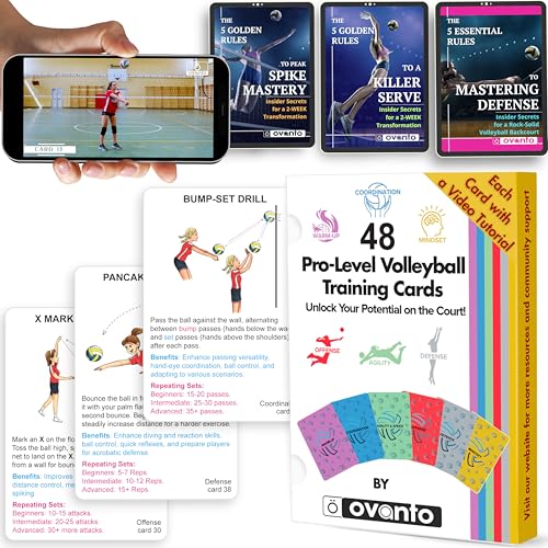 OVANTO Volleyball Training Equipment Aid Cards, Solo Volleyball Rebounder Drills