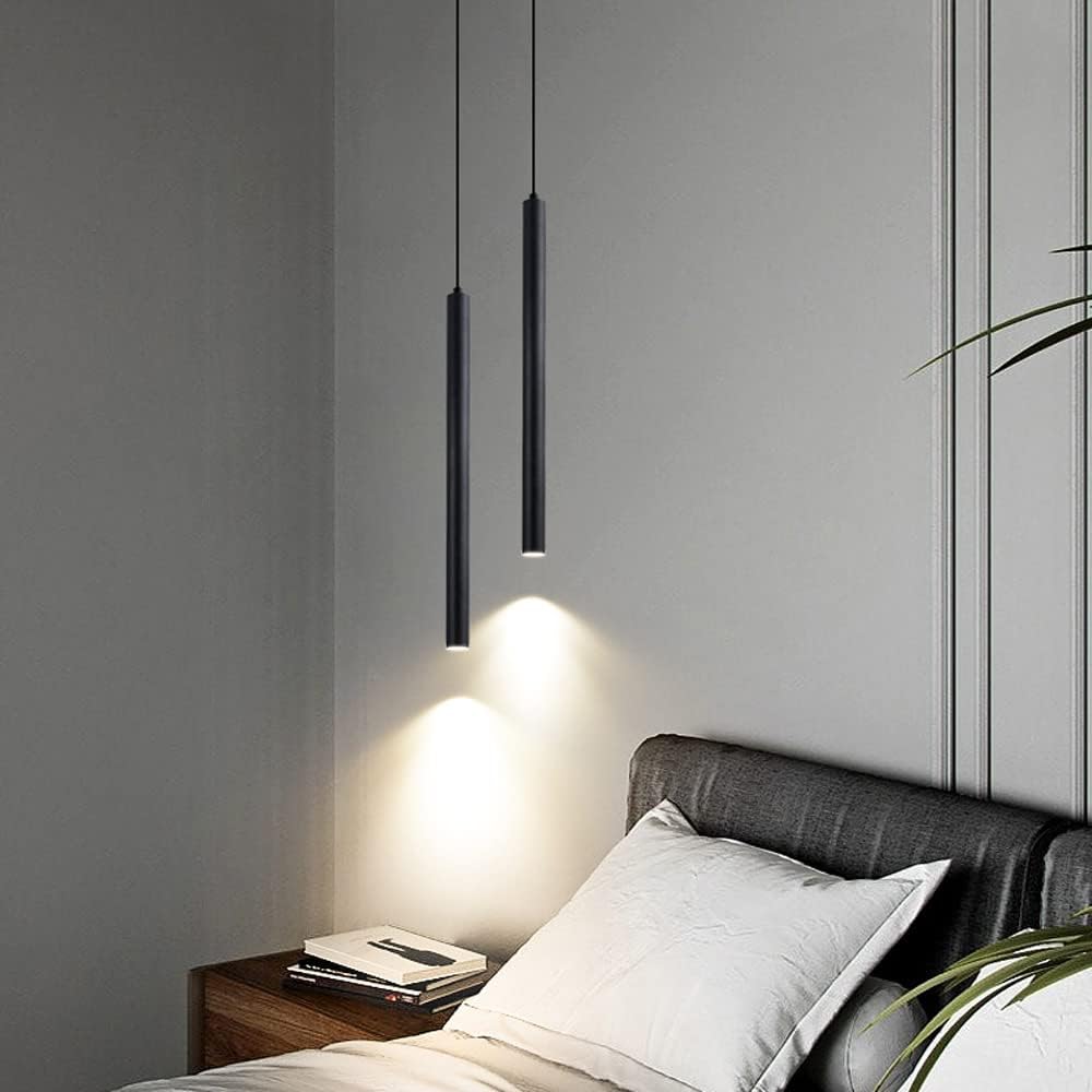 Modern LED Pendant Spot Light Tube Metal Hanging Lamp - Kitchen Island Lighting Fixture, Suspended Lamps Ceiling Lights for Dining Room, Bedroom, Bedside