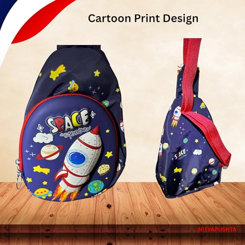 Image of Kids Small Cartoon Design Sling Crossbody Shoulder Bag for Boys & Girls, School Travel & Casual Backpack with Adjustable Strap for Children & Toddlers